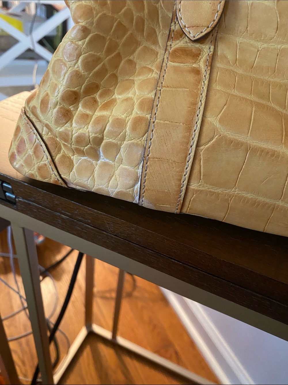 Dooney & Bourke Mustard Croc-Embossed Shoulder Bag - Picture 7 of 8